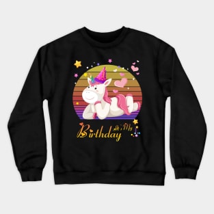 Retro Vintage It's My Birthday Girl Unicorn Gift Cute Idea birthday Crewneck Sweatshirt